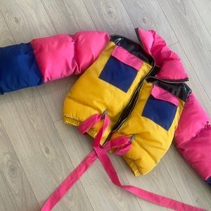 Puffer Jacket/ color block. Lightweight but really puffy! :)